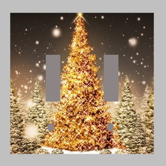 CHRISTMAS TREE -DOUBLE Light Switch Plate Cover - Picture 1 of 1